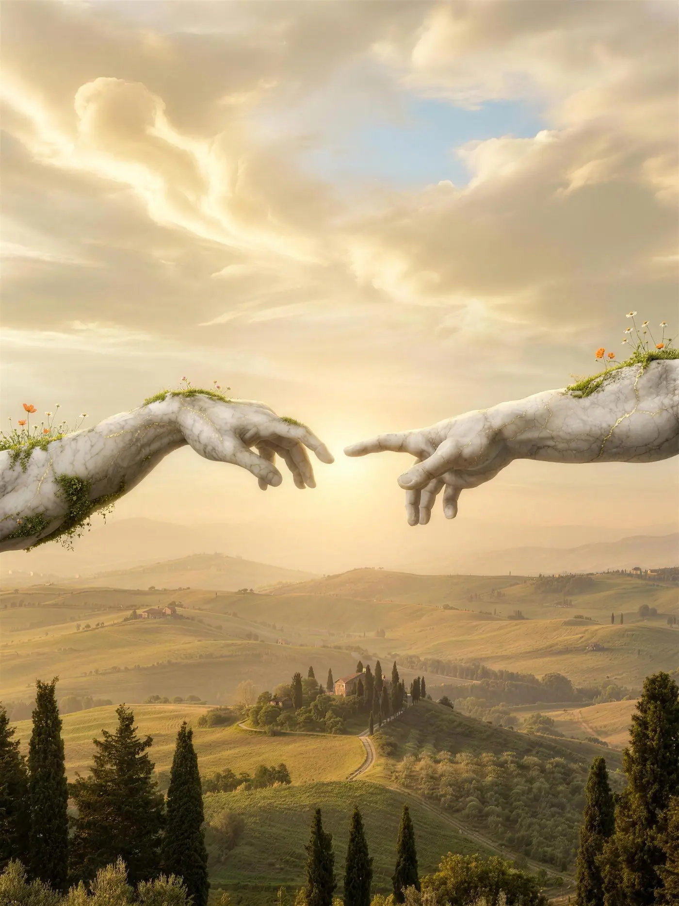 Two marble hands